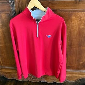 Peter Millar SMU Red Quarter-Zip Pullover size L